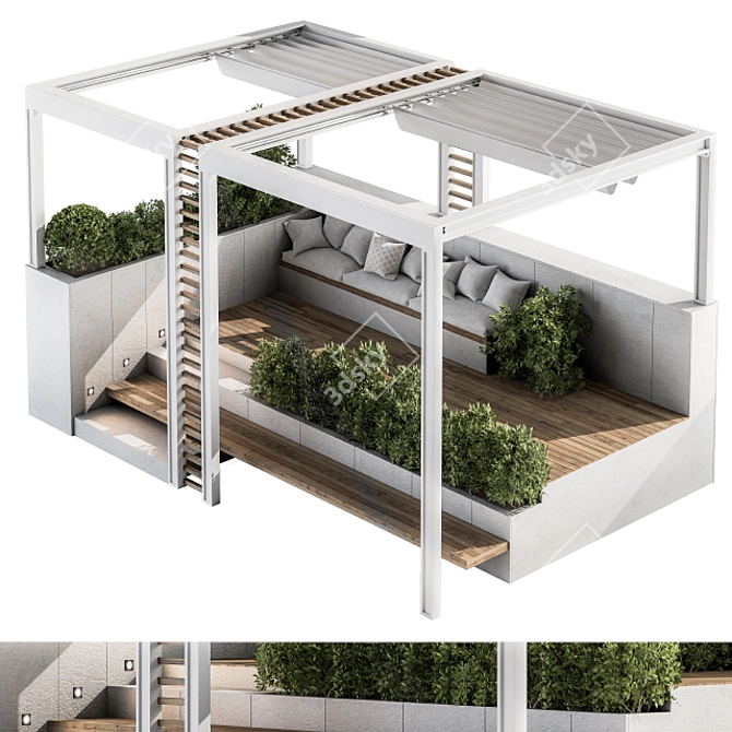 Stylish Pergola Garden Furniture 3D model image 1