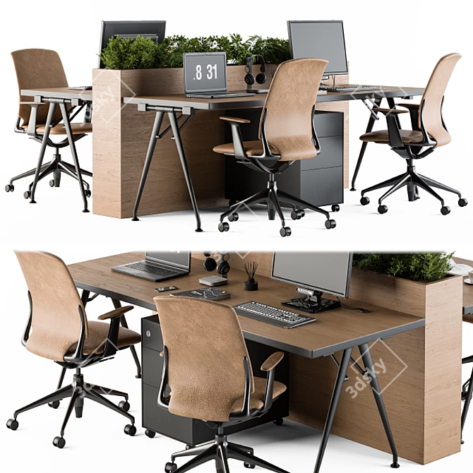 Modern Office Furniture Set: Employee 29 3D model image 2