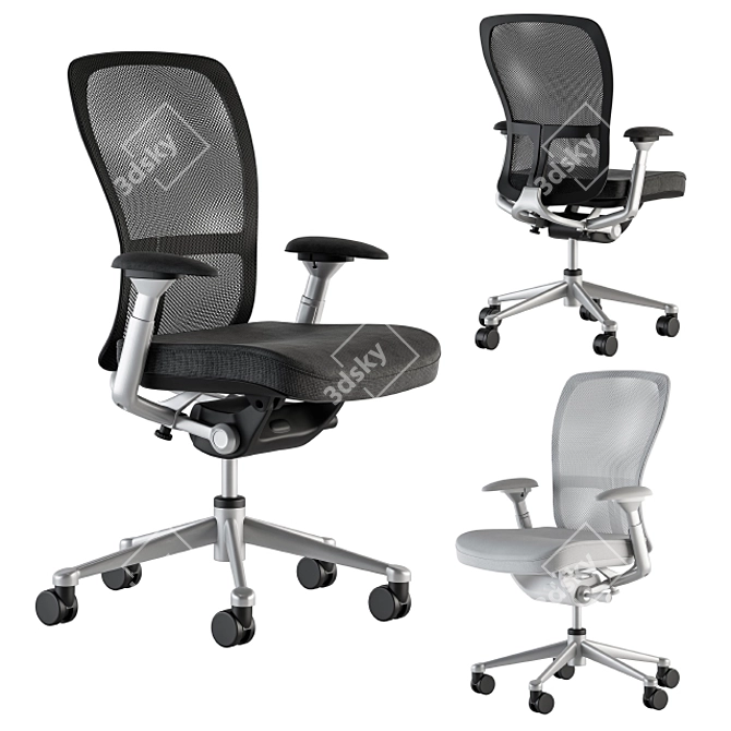 Zody Black and White Office Chair 3D model image 1