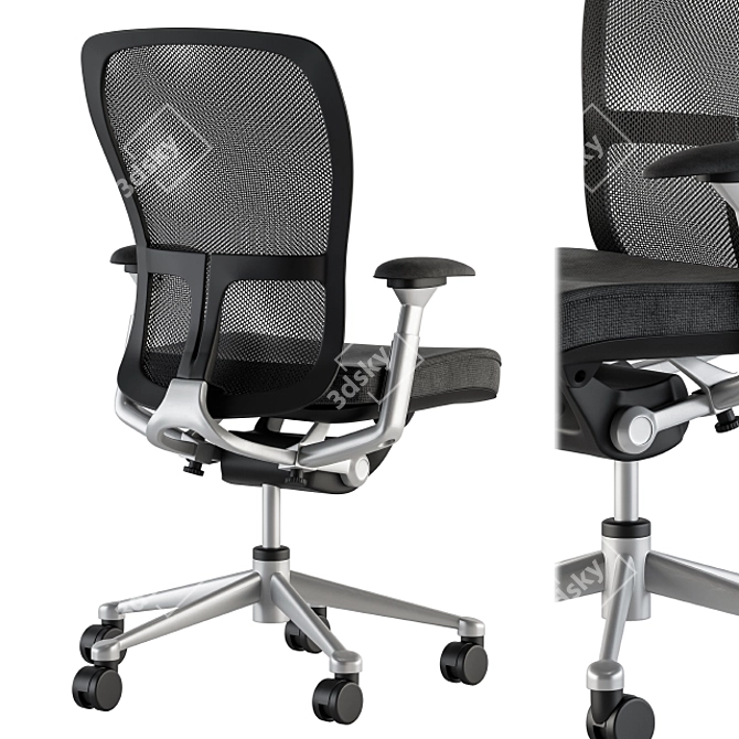 Zody Black and White Office Chair 3D model image 5