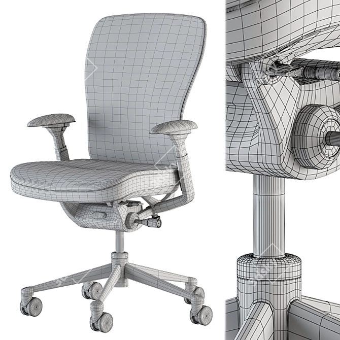 Zody Black and White Office Chair 3D model image 6