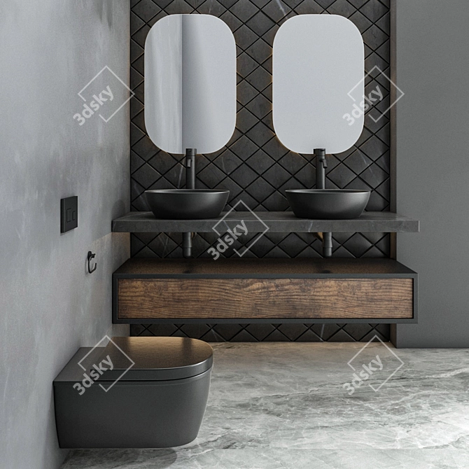 Modern 8-Piece Bathroom Set 3D model image 1