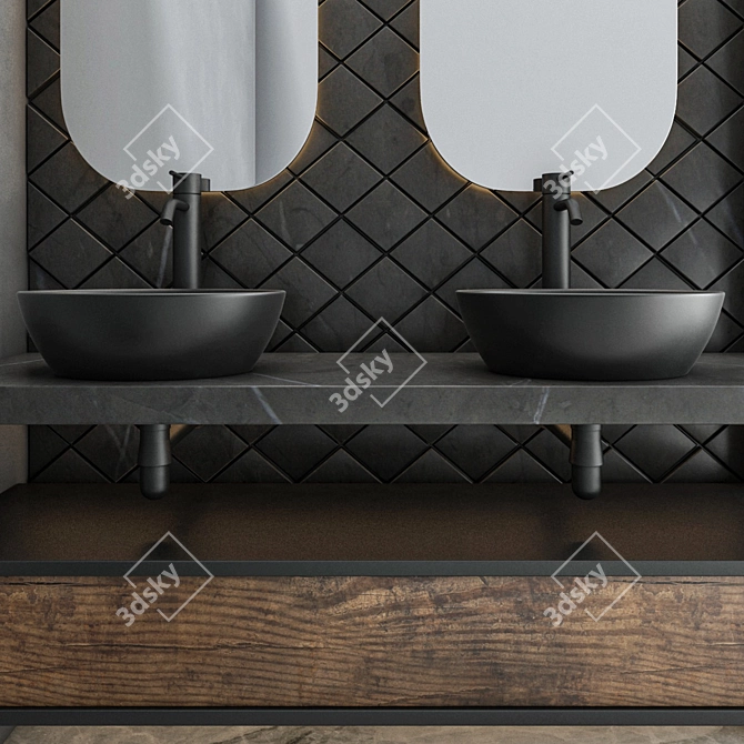 Modern 8-Piece Bathroom Set 3D model image 2