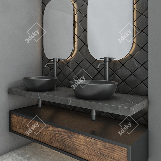 Modern 8-Piece Bathroom Set 3D model image 3