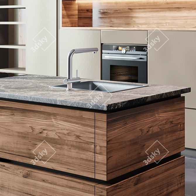 Sleek Kitchen Modern04: Smart Oven & Induction Hob 3D model image 1