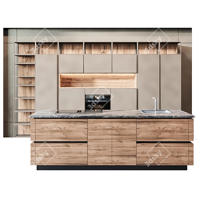 Sleek Kitchen Modern04: Smart Oven & Induction Hob 3D model image 6