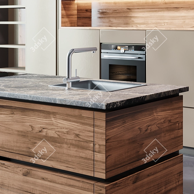 Sleek Kitchen Modern04: Smart Oven & Induction Hob 3D model image 7