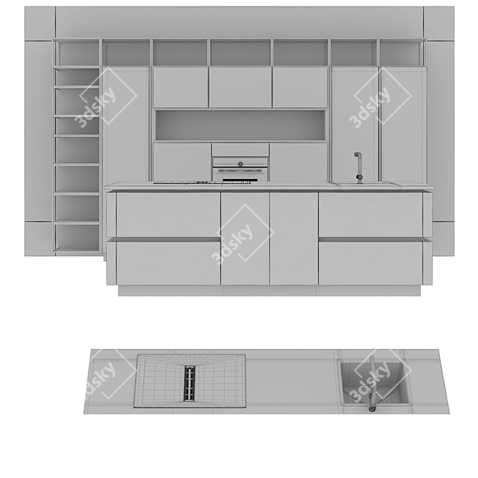 Sleek Kitchen Modern04: Smart Oven & Induction Hob 3D model image 11