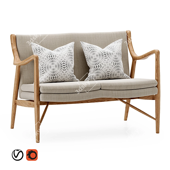 Copenhagen Retro Love Seat 3D model image 1