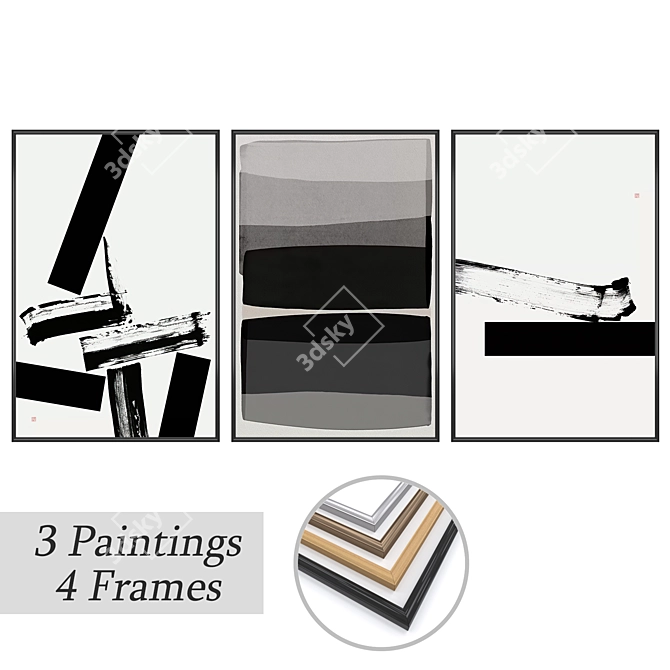 Elegant Wall Art Set 3441 3D model image 1