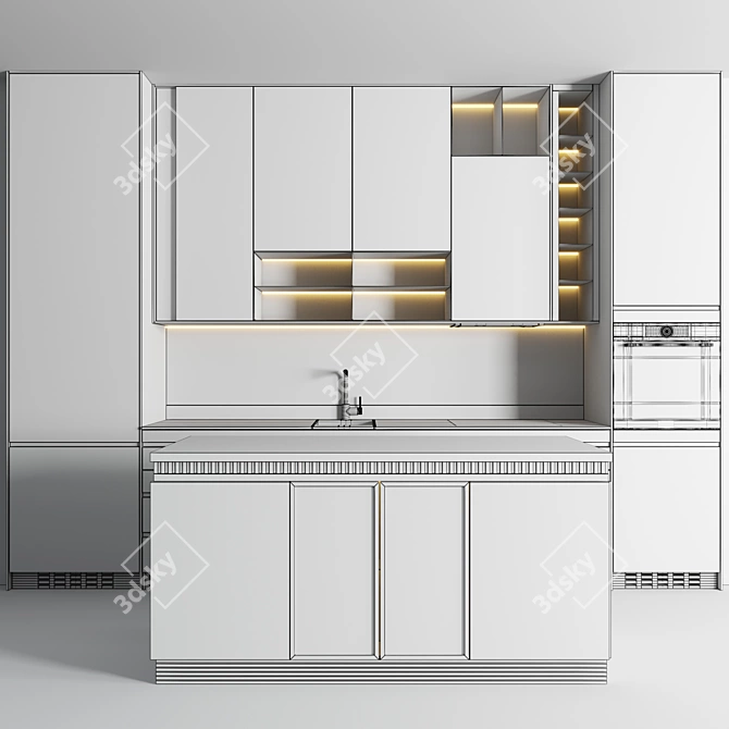 Modern Bosch & Smeg Kitchen Set 3D model image 5