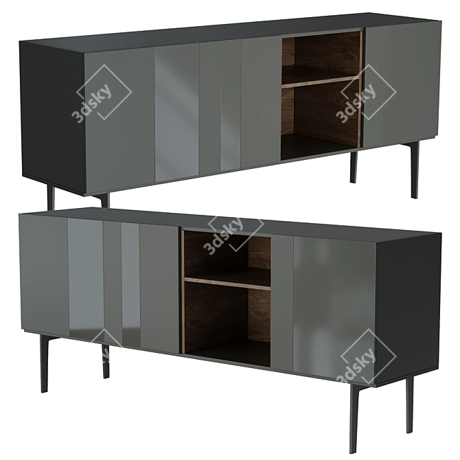 Sleek Mobel Mil Low Sideboard 3D model image 1