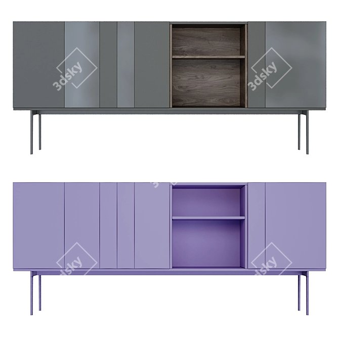 Sleek Mobel Mil Low Sideboard 3D model image 2