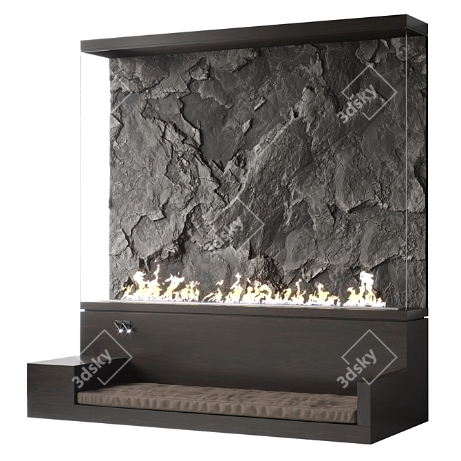 Sleek Bioethanol Fireplace - 2455mm x 2300mm x 1000mm 3D model image 1