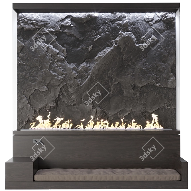 Sleek Bioethanol Fireplace - 2455mm x 2300mm x 1000mm 3D model image 2