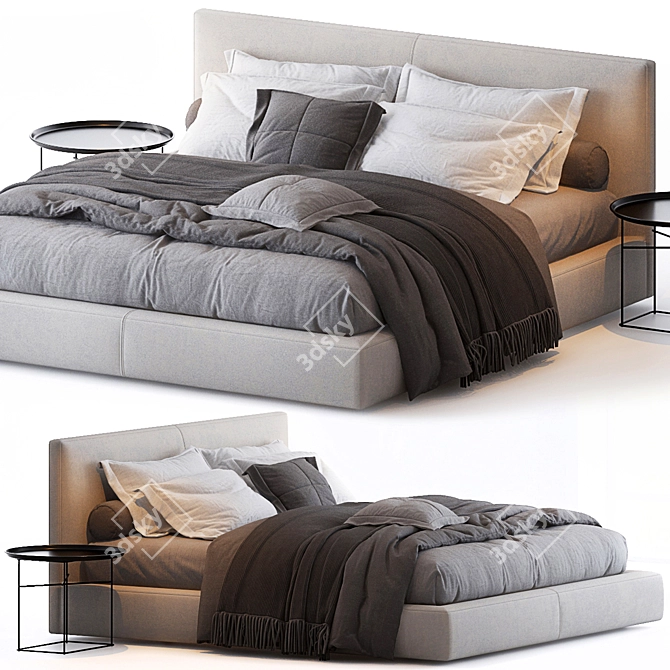 Modern Luxury Richard Bed: The Perfect Blend of Style and Comfort 3D model image 1