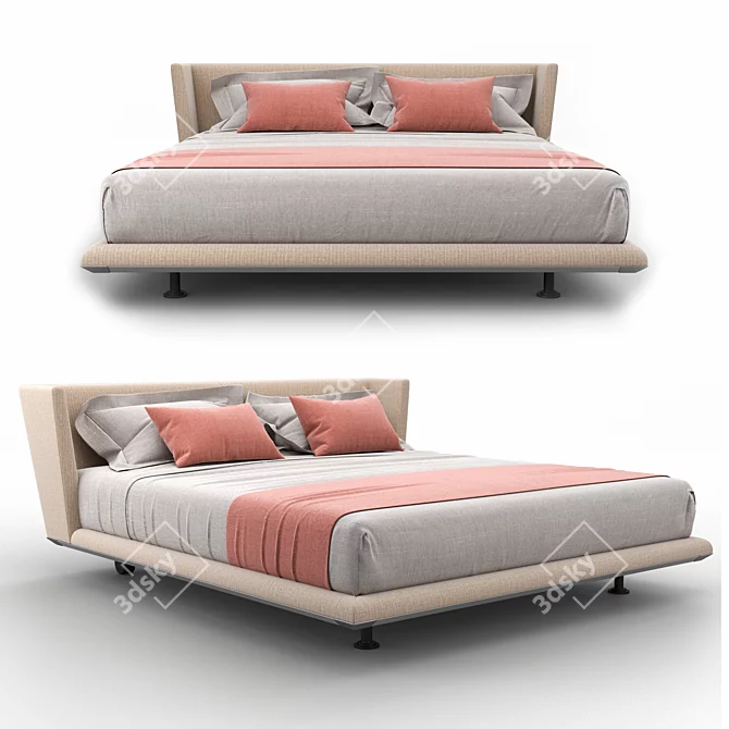 Elevate Your Bedroom with B&B Italia NOONU Bed 3D model image 1