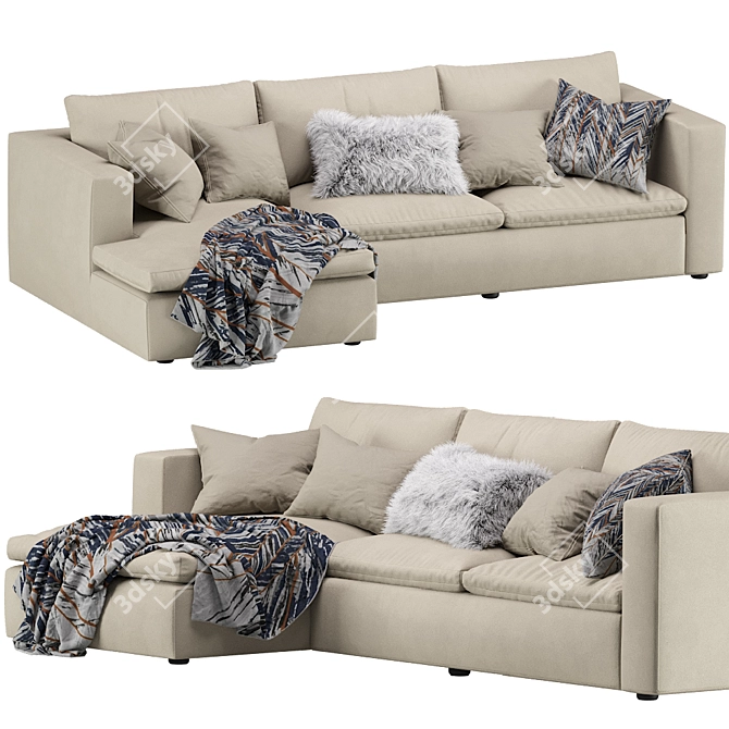 Elegant Hadley Modular Sofa 3D model image 3