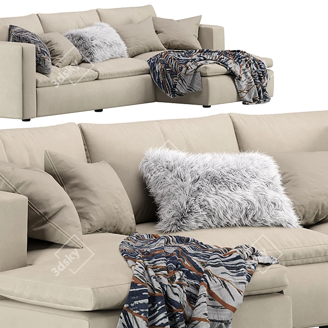 Elegant Hadley Modular Sofa 3D model image 4