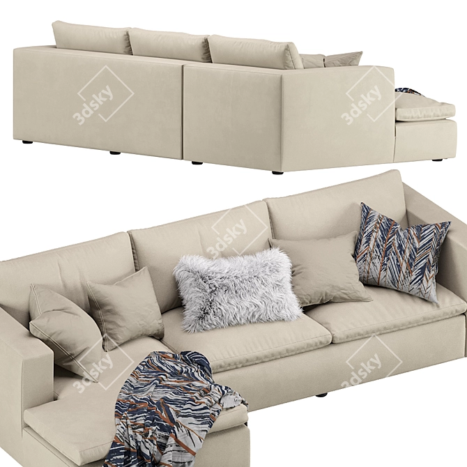 Elegant Hadley Modular Sofa 3D model image 5