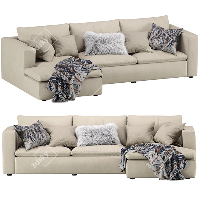 Elegant Hadley Modular Sofa 3D model image 6