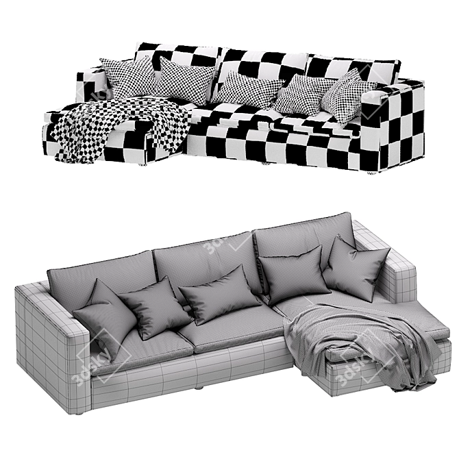 Elegant Hadley Modular Sofa 3D model image 7