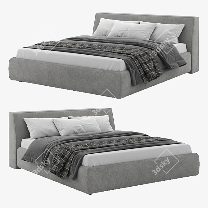 Elegant Altea Bed - 240x202x91 cm 3D model image 1