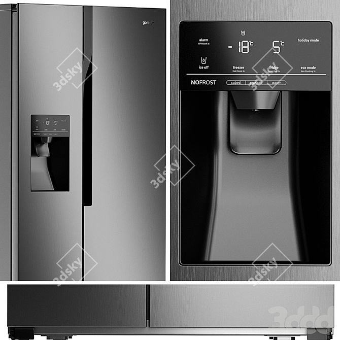 Gorenje Kitchen Essentials Set: Microwave, Oven, Hood, Induction Cooktop, Side-by-Side Fridge 3D model image 2