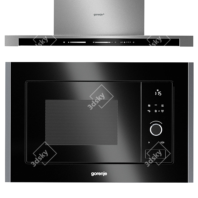 Gorenje Kitchen Essentials Set: Microwave, Oven, Hood, Induction Cooktop, Side-by-Side Fridge 3D model image 4