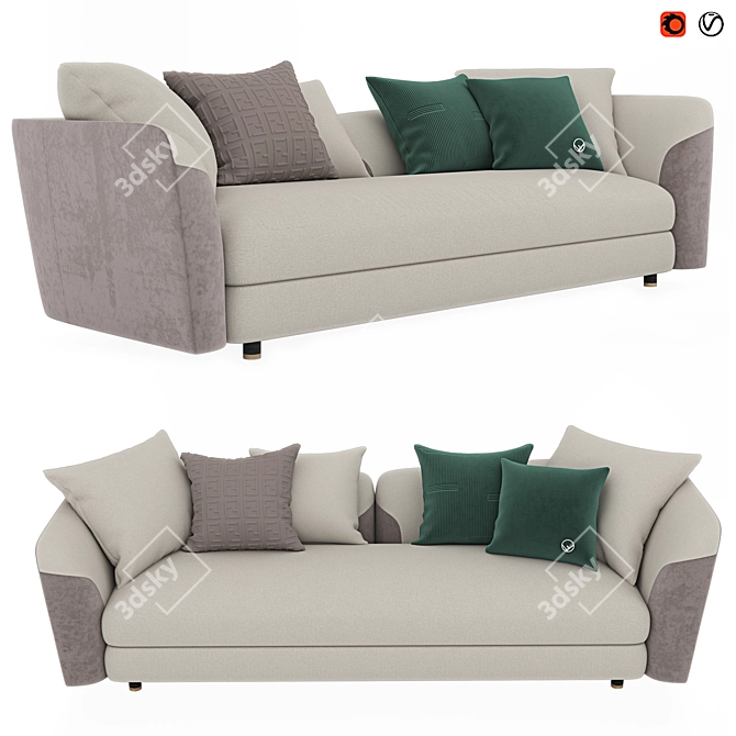 Luxury Fendi Casa Ceasar Sofa 3D model image 3