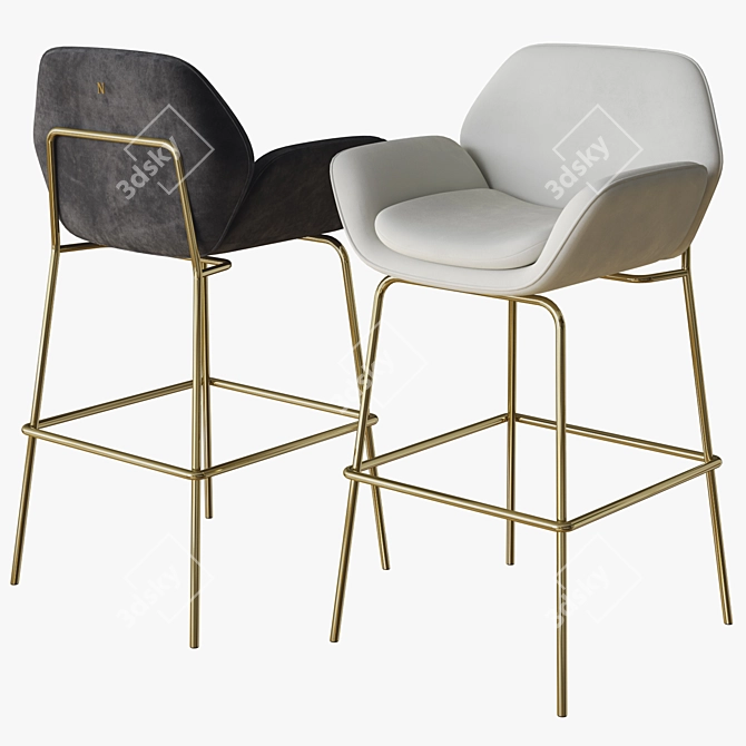 Natuzzi Shield Stool: Modern Elegance 3D model image 2