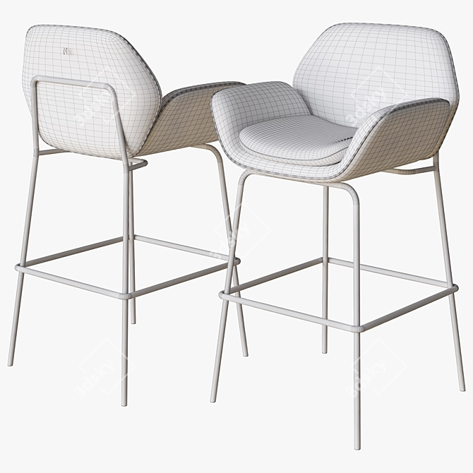 Natuzzi Shield Stool: Modern Elegance 3D model image 4