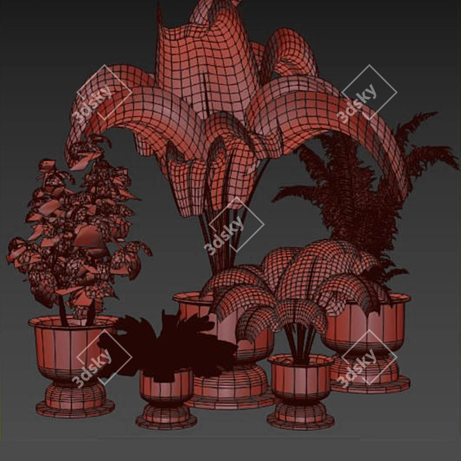 Green Thumb Indoor Plant Set 3D model image 4
