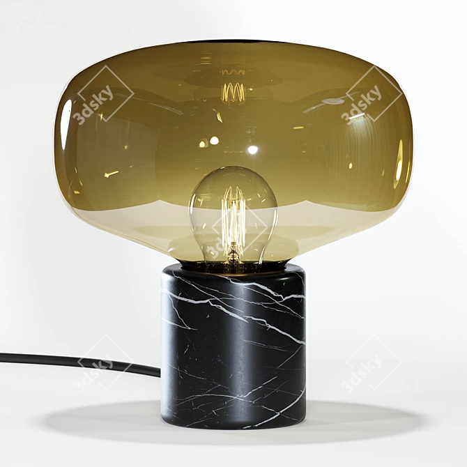 Elegant Marble and Glass Table Lamp 3D model image 4