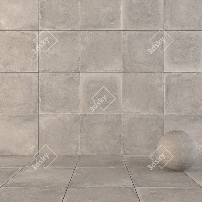 Flaviker x20 Backstage Ash 80x80: Versatile Wall and Floor Tiles 3D model image 1