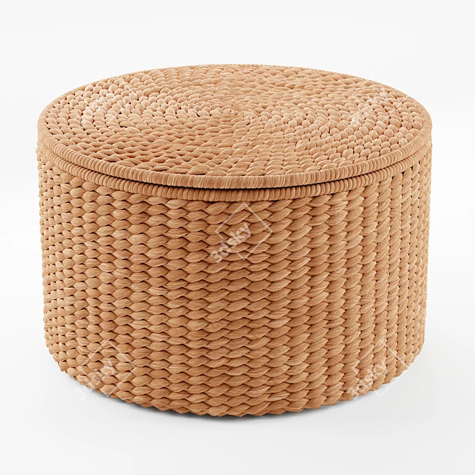 Seagrass Woven Storage Ottoman 3D model image 1