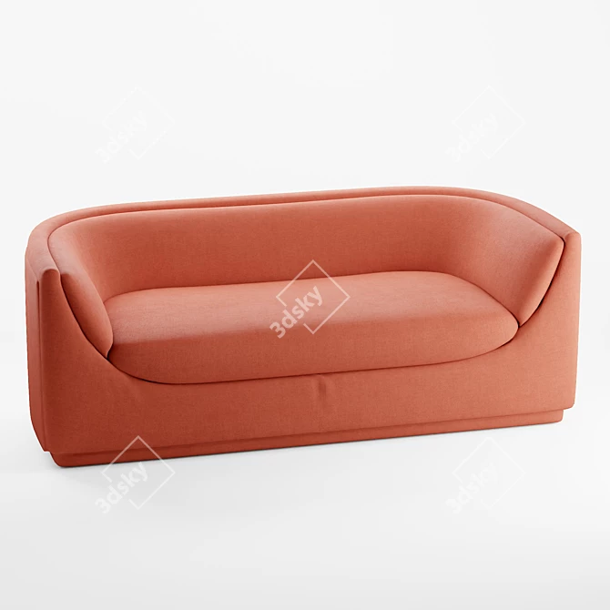 Mid-Century Aria Sofa: Sleek, Curved, and Cozy 3D model image 1