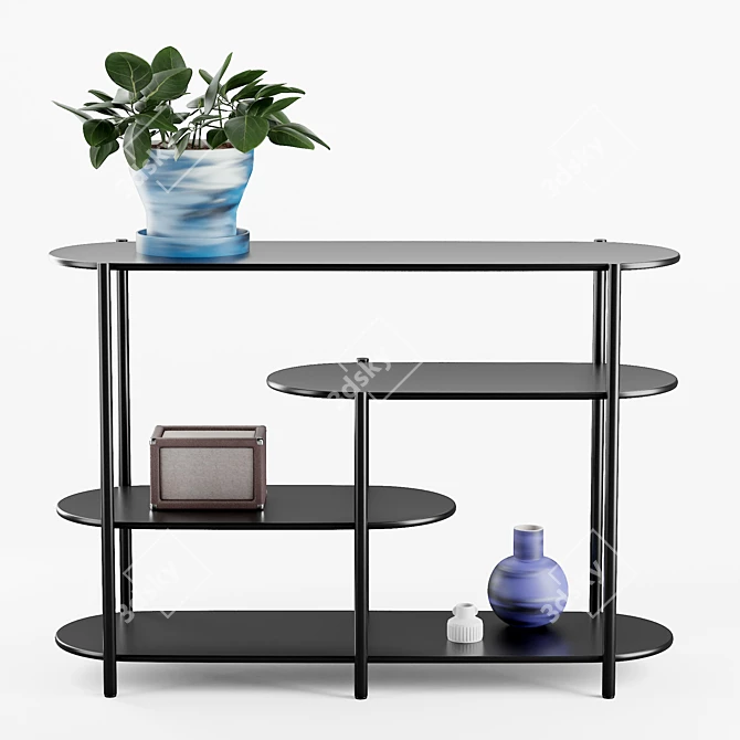 Sleek Metal Storage Shelf 3D model image 2