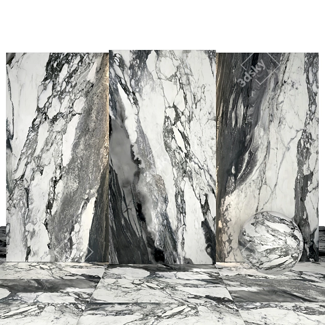 Arabescato Marble Texture: High Gloss Slabs & Tiles 3D model image 1