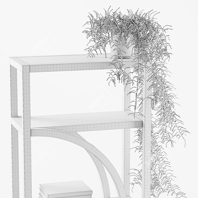 Geometric Ash Wood Bookshelf 3D model image 6