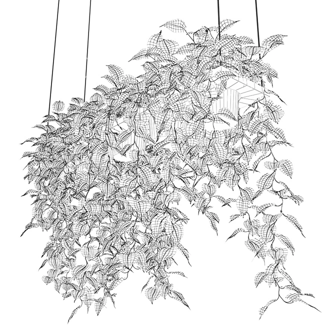 Epipremium Hanging Plants in Rectangular Planter 3D model image 4