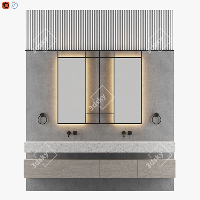 Hybrid Space Bathroom: Futuristic, Functional Design 3D model image 1