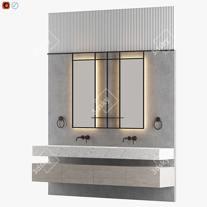 Hybrid Space Bathroom: Futuristic, Functional Design 3D model image 2
