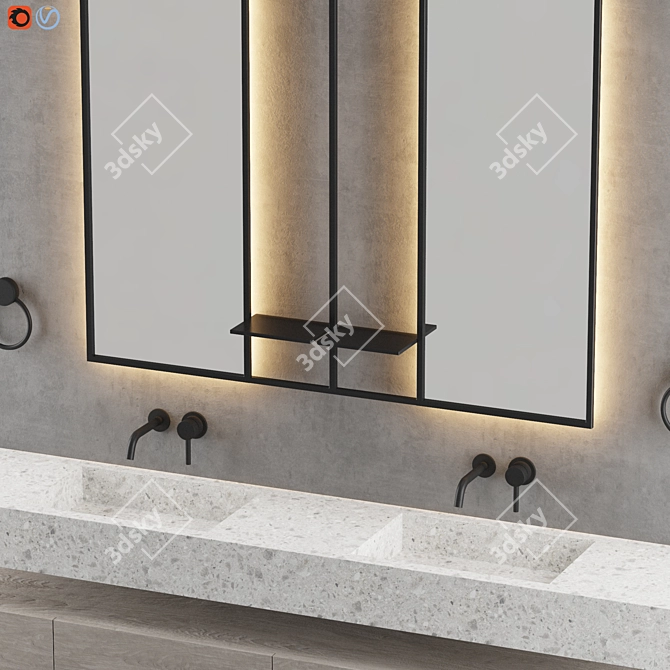 Hybrid Space Bathroom: Futuristic, Functional Design 3D model image 4