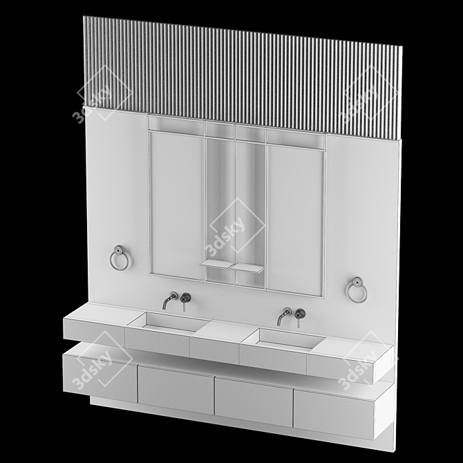 Hybrid Space Bathroom: Futuristic, Functional Design 3D model image 6