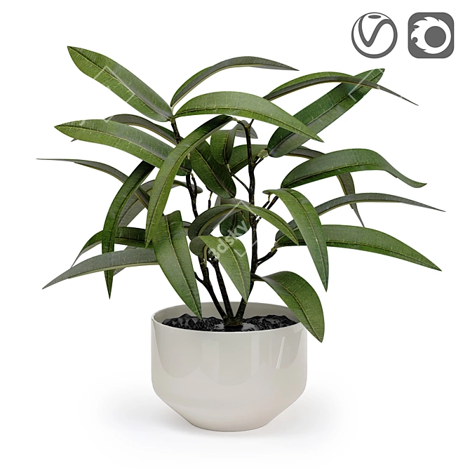 Realistic FEJKA Oleander - Artificial Plant & Pot 3D model image 1