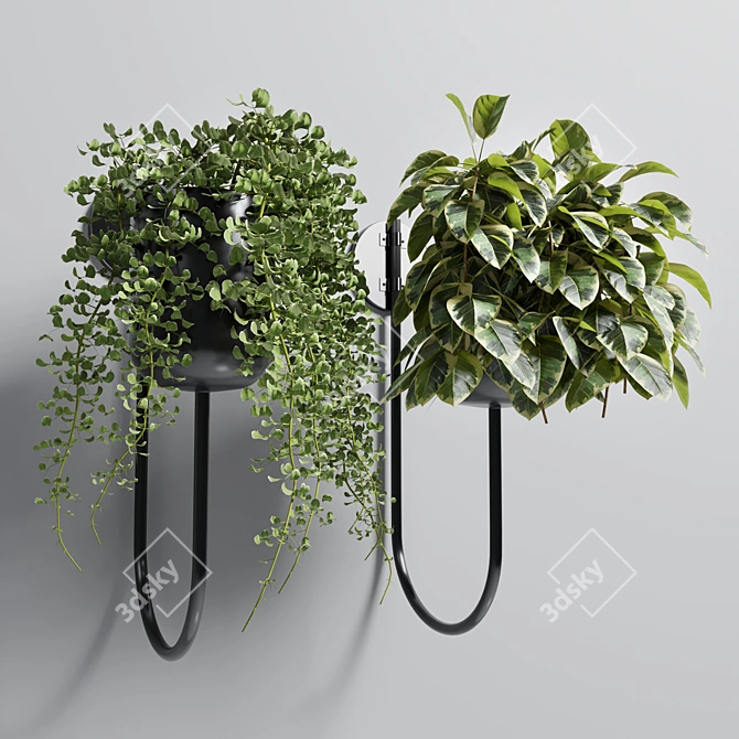 Modern Metal Vase Indoor Plant Wall Décor 3D model image 1