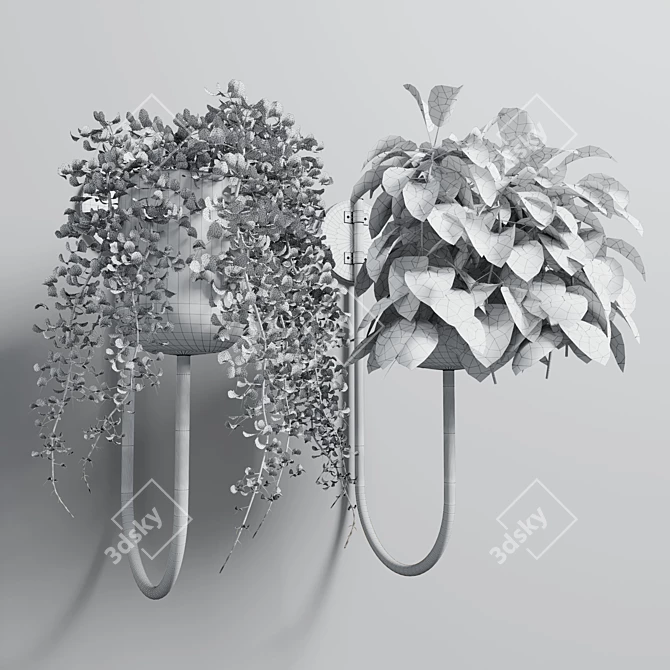 Modern Metal Vase Indoor Plant Wall Décor 3D model image 3