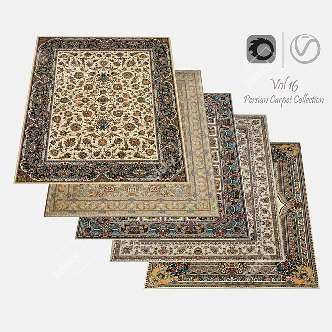 Elegant Persian Carpet Collection 3D model image 1