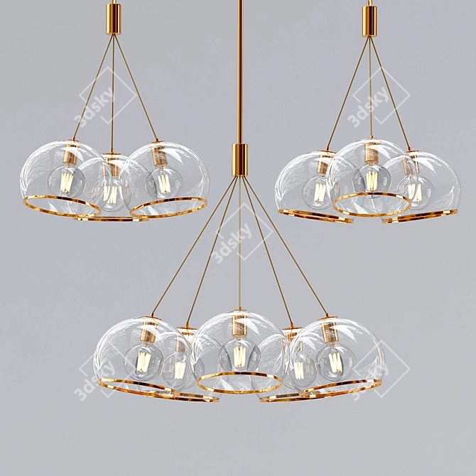 Elegant Brass Pendant Lights 3D model image 1
